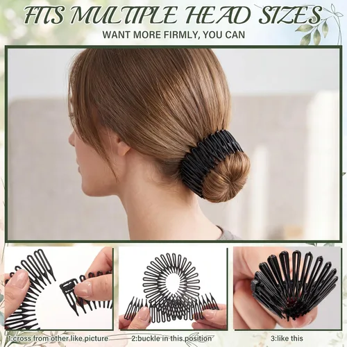 Miniatura 4 de Shappy 9 piezas de peine elástico circular completo de plástico flexible peine de círculo elástico diadema para el cabello para mujeres y niñas