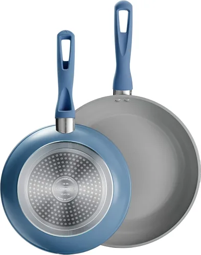 Tramontina Solara - Juego de sartenes antiadherentes de cerámica de 10 y 12 pulgadas, sartén de aluminio de calibre pesado con revestimiento Azul