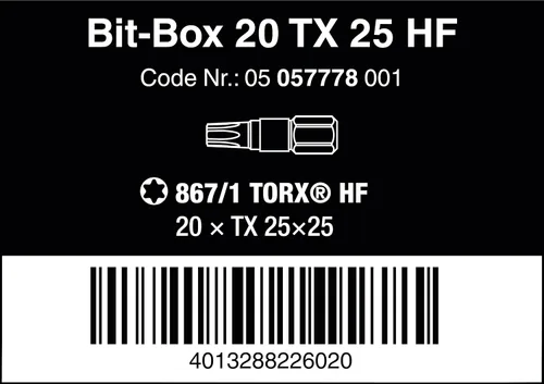 Miniatura 2 de Wera - 05057778001 - Juego de brocas, Bit-Box 20 TX HF, TX 0.984 x 0.984 in, 20 piezas Multi