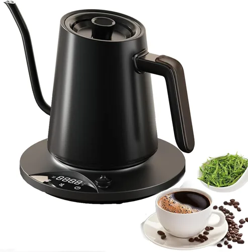 Gooseneck Electric Kettle with ±1℉ Temperature Control & Keep Warm for Pour Over Coffee & Tea, Rapid Boil, 304 Stainless Steel, Built-in Brew Timer,