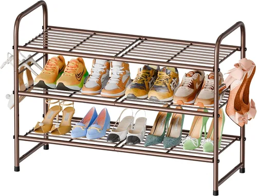 Miniatura 8 de SUFAUY - Estante para zapatos apilable de 2 niveles, zapatero para entrada, con gran capacidad, organizador de calzado para dormitorio, rejilla