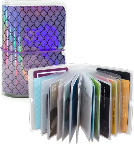 Miniatura 2 de Soporte para tarjetas de crédito para mujeres, soporte para cupones de tarjetas de fidelidad y organizador con 32 ranuras para tarjetas, Sirena