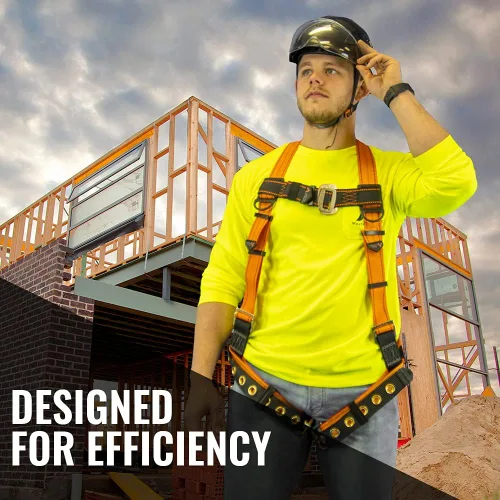 Miniatura 7 de Malta Dynamics Warthog Arnés de seguridad para construcción – Arnés de protección contra caídas con anillo en D trasero, indicadores de caída