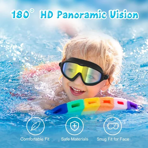 Miniatura 2 de VegoVia - Paquete de 2 gafas de natación para niños, gafas de natación antivaho con protección UV, de visión amplia, para niños de 3 a 15 años