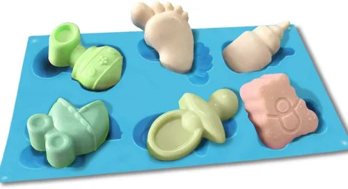 Miniatura 3 de DanziX - Paquete de 3 moldes de silicona para jabón de baby shower, biberón de bebé, pies pequeños, chupete de oso, molde de fondant de silicona