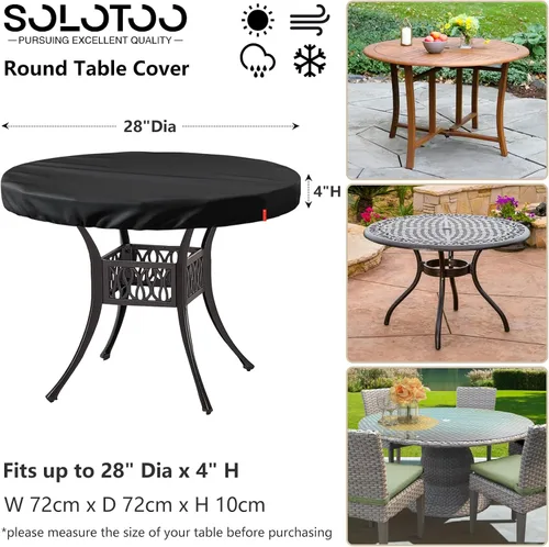 Miniatura 3 de Funda de mesa redonda para exteriores, impermeable, resistente a los rayos UV, para mesas de patio de 28 pulgadas de diámetro, protector
