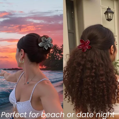 Miniatura 5 de Pinzas de pelo con flores para mujeres y niñas, de pelo grueso a fino, grandes y bonitas, pinzas de garra antideslizantes, accesorios decorativos