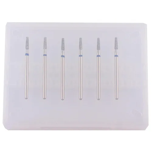 Miniatura 5 de Juego de brocas de cutícula de barril cónico con funda, 6 brocas de diamante profesional para preparación de uñas, herramienta eléctrica de uñas