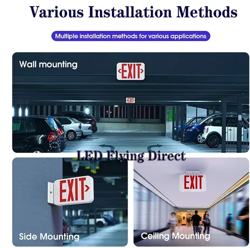 Miniatura 5 de Señal de salida roja, luz LED de salida de emergencia comercial con batería de respaldo, certificación UL, CA 120/277 V, luces de salida de letras
