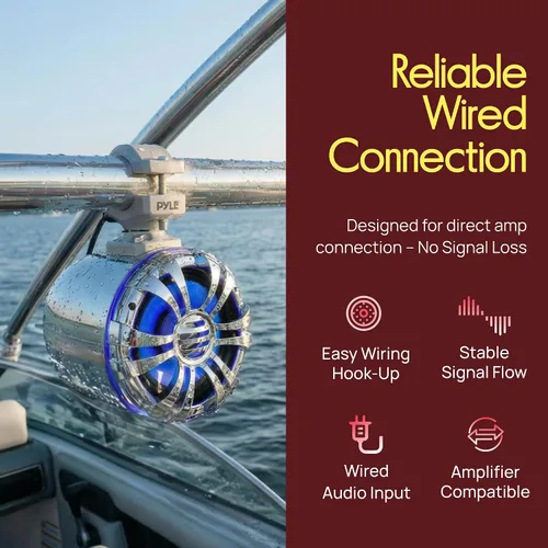 Miniatura 7 de Pyle Altavoces marinos – Torre de wakeboard con clasificación IP44 impermeable de 5.25 pulgadas y sistema de sonido estéreo de audio para exteriores