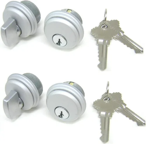 Miniatura 17 de Cerraduras de cilindro, cerradura de puerta comercial, estilo Adams Rite, resistente, 2 llaves (doble cilindro, aluminio plateado, paquete de 4)