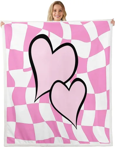 Miniatura 8 de Couple Love Throw Blanket,Cartoon Pink Hearts Bed Plush Blanket for Living Room Decor,Vomantic Valentine Pink Couch Bed Sofa Soft Cozy Kids Adults