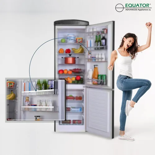 Miniatura 9 de Conserv 24 Pulg. Refrigerador RETRO de montaje inferior de 11 pies cúbicos con congelación rápida, 110V, en negro