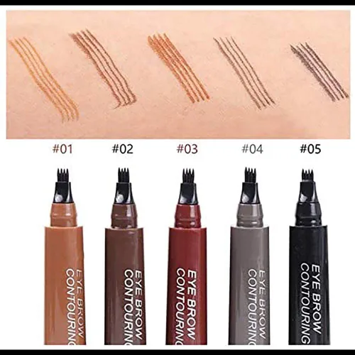Miniatura 7 de Lápiz de cejas Microblading con 4 puntas de tenedor, crea maquillaje duradero, cubierta de lápiz de cejas natural profesional, áreas dispersas