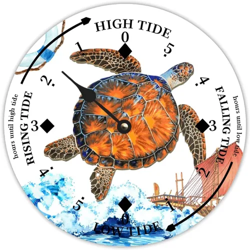 Miniatura 22 de Reloj de marea de estrella de mar oceánico, silencioso sin tictac, funciona con pilas, reloj de marea de madera, arte de pared, reloj de movimiento