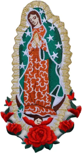 Miniatura 7 de Parche bordado para bautizo con la Virgen María, mi Señora de Guadalupe para planchar (plata, sin palabra, 4.75 x 2.75 pulgadas)