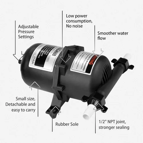 Miniatura 6 de WASSERMANN Tanque acumulador prepresurizado, 25.3 oz (0.75L) 125 PSI Bomba de agua Control de flujo con bomba interna reducida de vejiga, apto