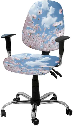 Miniatura 7 de Fundas elásticas para silla de oficina con diseño de pájaros morados, 2 piezas, suave, decorativo, protector para silla de escritorio, protector