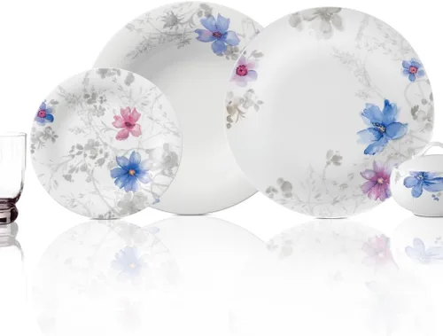 Miniatura 2 de Villeroy & Boch Mariefleur Gris Basic Breakfast - Plato redondo de porcelana premium con una decoración de flores juguetona, apto para lavavajillas