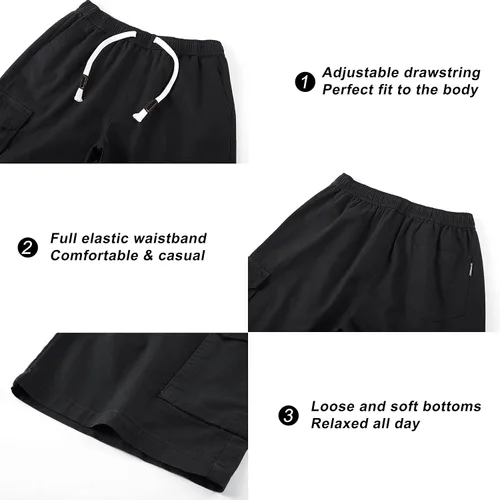 Miniatura 3 de VtuAOL Pantalones cortos cargo para mujer, cintura elástica, cómodos, de algodón, holgados
