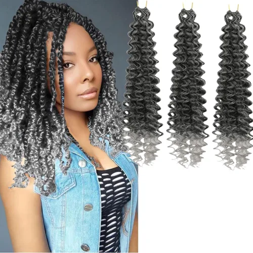 Miniatura 20 de 3 trenzas de ganchillo Passion Twist, cabello sintético preseparado para trenzar de 14 pulgadas, 3 paquetes de cabello trenzado pretrenzado