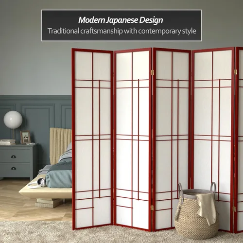 Miniatura 2 de Red Lantern Pantalla Eudes Shoji de 6 pies de altura - Palisandro - 5 paneles Rosewood