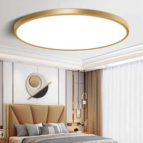 Miniatura 8 de Lámpara de techo LED dorada de 9 pulgadas, 18 W, 1800 lúmenes, 3000 K, luz blanca cálida, lámpara de techo LED redonda de perfil bajo
