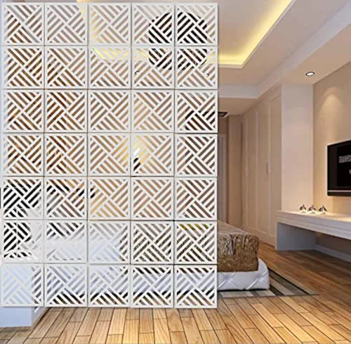 Miniatura 8 de Divisor blanco para colgar habitaciones, 12 piezas de paneles de madera y plástico para bricolaje, divisores de pared para decoración de habitación