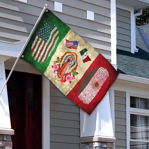 Miniatura 3 de Bandera mexicana de 3 x 5 pies, bandera estadounidense para exteriores con bandera de la Virgen María, colores vivos, banderas patrióticas