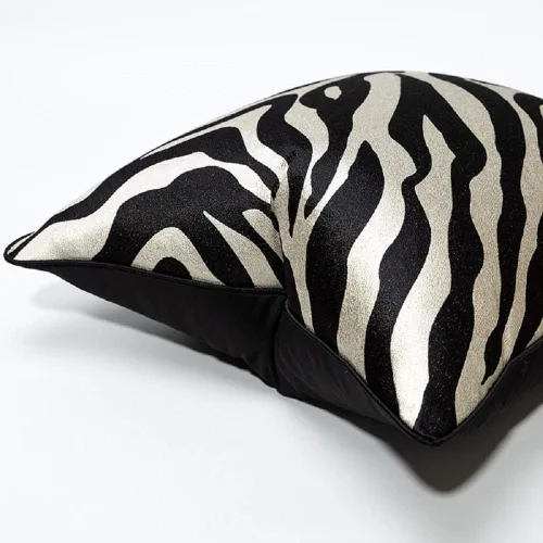 Miniatura 3 de Juego de 2 fundas de almohada decorativas con estampado de animales, estampado de cebra y guepardo, fundas de cojín en blanco y negro para sala