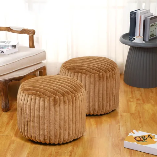 Miniatura 10 de Teenyyou 2 Piezas Funda de Puf Sin Relleno de 20 x 15 Pulgadas Reposapiés Otomán - Sin Relleno, Piel Sintética de Conejo Taburete Reposapiés Puf