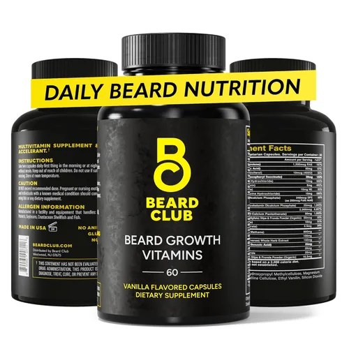 Uncut Beard Co., Crecimiento de vitaminas para barba, Nº 1 de venta para el crecimiento del cabello y barba, suplemento en América, para obtener una