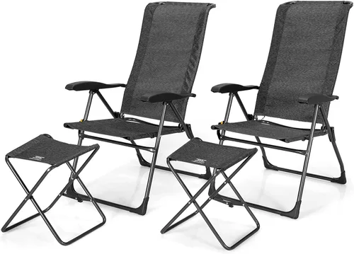 Miniatura 10 de Giantex 4 sillas plegables de patio con reposapiés, respaldo ajustable, paquete de 2 sillas de comedor portátiles para exteriores, para camping