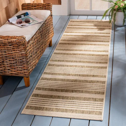 Miniatura 52 de SAFAVIEH Courtyard Collection - Alfombra decorativa, 2.3 x 5 pies, beige y verde oscuro, para interior/exterior, resistente a la intemperie