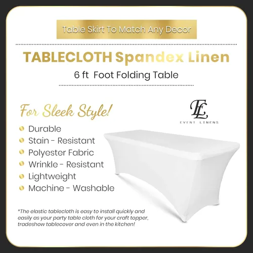 Miniatura 2 de Luxury Collection - Mantel rectangular de lino de elastano de 6 pies, funda ajustable para mesa plegable de 6 pies, ropa de cama de boda, paños