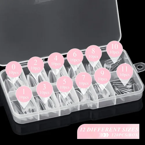 Miniatura 5 de Puntas de uñas estilo stiletto, uñas postizas de gel suave con forma de almendra, uñas postizas a presión de acrílico transparente, 120
