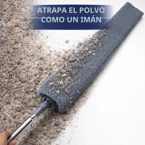 Miniatura 5 de Limpiador de polvo retráctil con poste de extensión, herramientas de limpieza con 3 paños de microfibra, plumero de mango largo extensible para Gris
