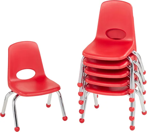 Miniatura 60 de FDP 16" Silla apilable escolar, silla de estudiante apilable con patas de acero cromado y ruedas; para aprendizaje en casa o en el aula - Gris claro