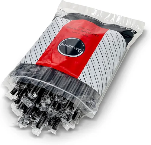 Miniatura 4 de Pajitas de batido negras jumbo extra anchas envueltas individualmente, paquete de 100 unidades, licuado de 0.47 pulgadas, sin BPA, popote de té