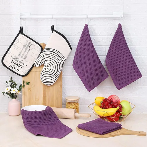 Miniatura 68 de Homaxy Trapos de cocina de 100% algodón, tejido de punto gofre, ultrasuaves, absorbentes y de secado rápido, 12 x 12 pulgadas, paquete de 6, blanco