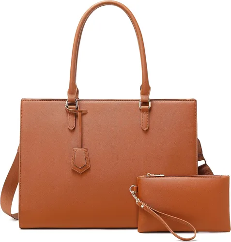 Miniatura 12 de Bolsa para laptop para mujer, de 17 pulgadas, bolsas de trabajo casuales con puerto de carga USB, bolsa de mano para portátil con bolso de mano Negro