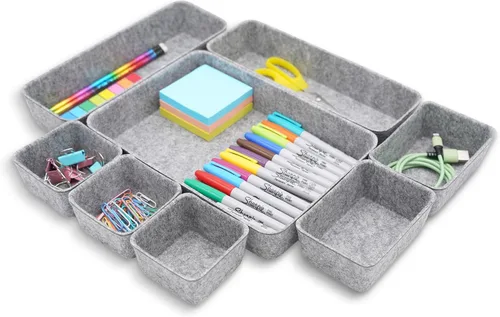 Miniatura 9 de Welaxy Organizadores de cajones, contenedores, divisores, bandejas de almacenamiento, caja de organización poco profunda para suministros