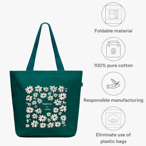 Miniatura 137 de Ecoright Bolsa de lona estética para mujer, bolsa grande con cremallera y bolsillo, bolsa de mano para mujer, para yoga, trabajo, playa