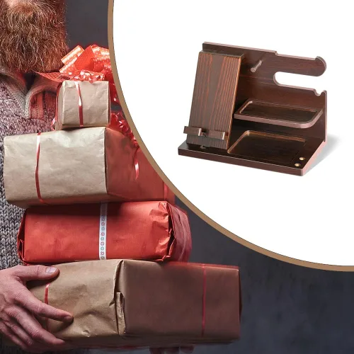 Miniatura 7 de Gifts for Men Wood Phone Docking Station for Mens Gifts for Christmas Husband Anniversary Dad Birthday Gifts for Men or Dad - Nightstand Organizer