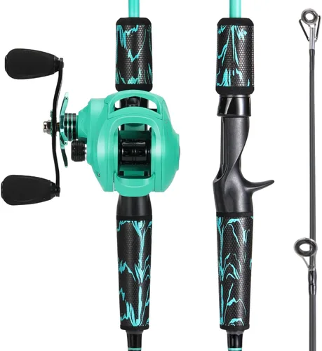 One Bass Combo de caña de pescar y carrete, IM6 Graphite 2Pc Combo de cebo en blanco con mango de superpolímero