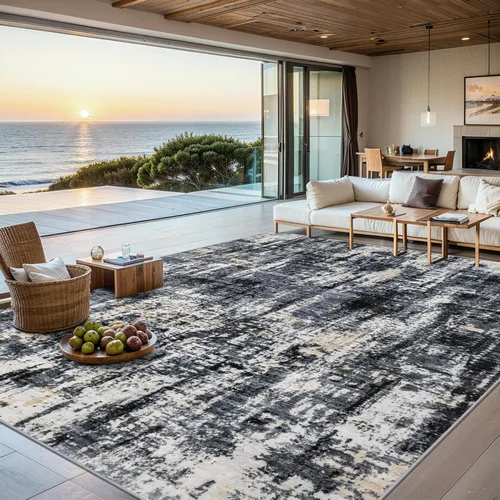 Miniatura 16 de Alfombras de 6x9 para sala de estar - Alfombra lavable moderna abstracta suave grande neutral antideslizante para piso interior resistente a manchas