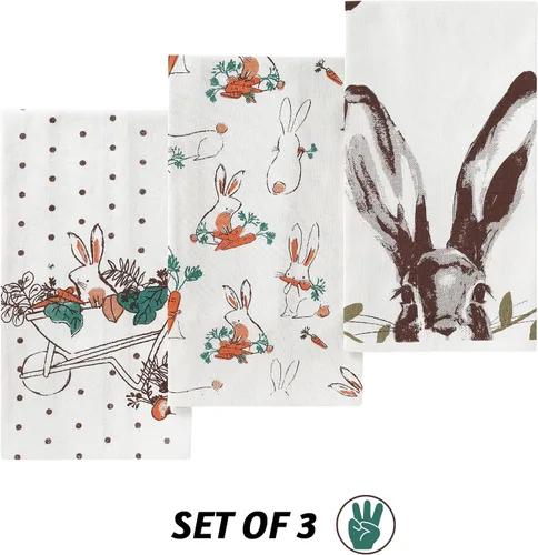 Miniatura 7 de Folkulture Toallas de cocina con lazo para colgar, juego de 3, paños de cocina 100% algodón para secar platos, paños de cocina o toallas de mano