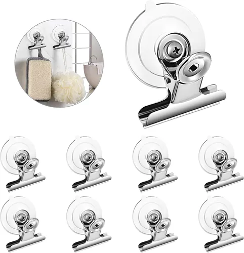 Miniatura 9 de 20 paquetes de clip de ventosa redondo de plástico para ventosa soporte de abrazadera fuerte para ventana de vidrio clip de ventosa para colgar