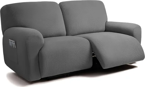 Miniatura 40 de ULTICOR - Juego de 8 fundas para sofá reclinable de jacquard, fundas elásticas para sofá reclinable para 3 cojines, fundas gruesas, suaves y Gris