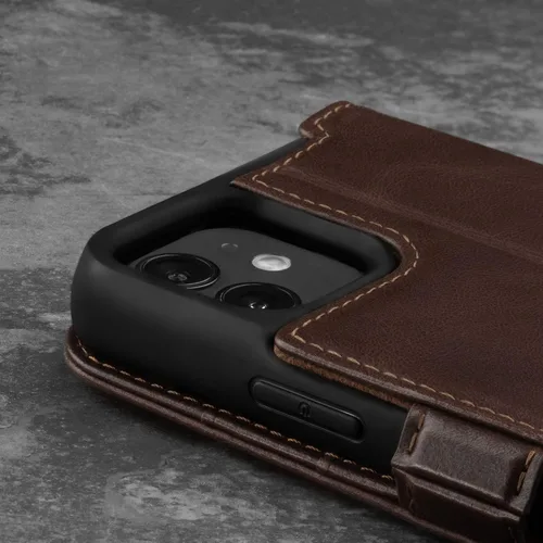 Miniatura 4 de TORRO Funda de cuero compatible con iPhone 12 / iPhone 12 Pro - Funda de piel auténtica tipo cartera con tarjetero y función de soporte